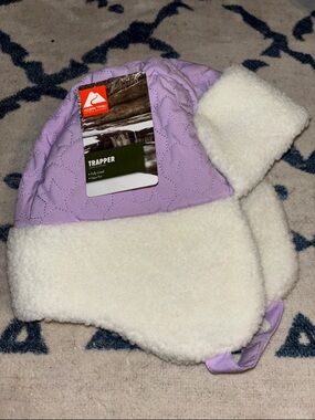 Ozark Trail Lavender Kids Trapper Hat with Cream Sherpa.One size Fits All NWT